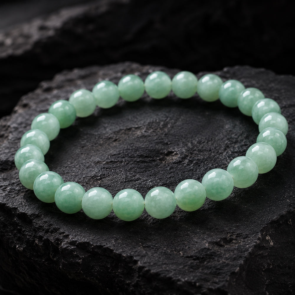 Natural Green Jadeite Bead Bracelet – 6mm 8mm 10mm