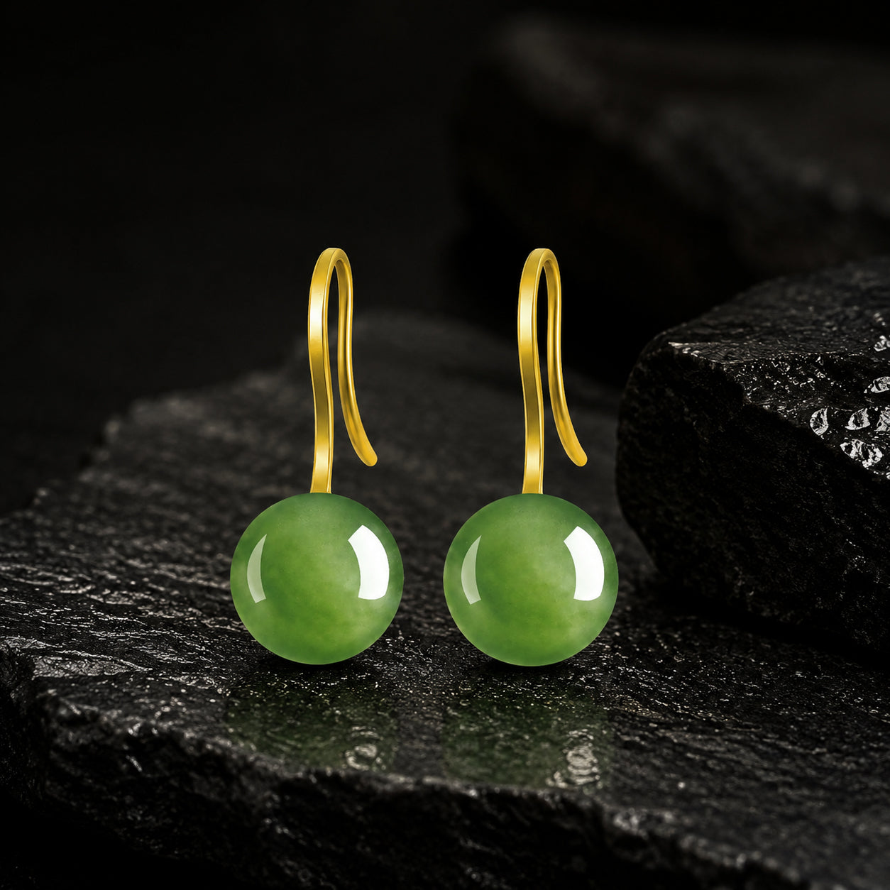 Spinach Green Jadeite Earrings – S925 Silver, Elegant Jewelry for Harmony & Luck