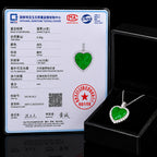 Natural Green Jadeite Heart Pendant Necklace S925 Silver Chain