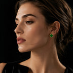 Natural Burmese Green Jadeite Clover Earrings in S925 Silver