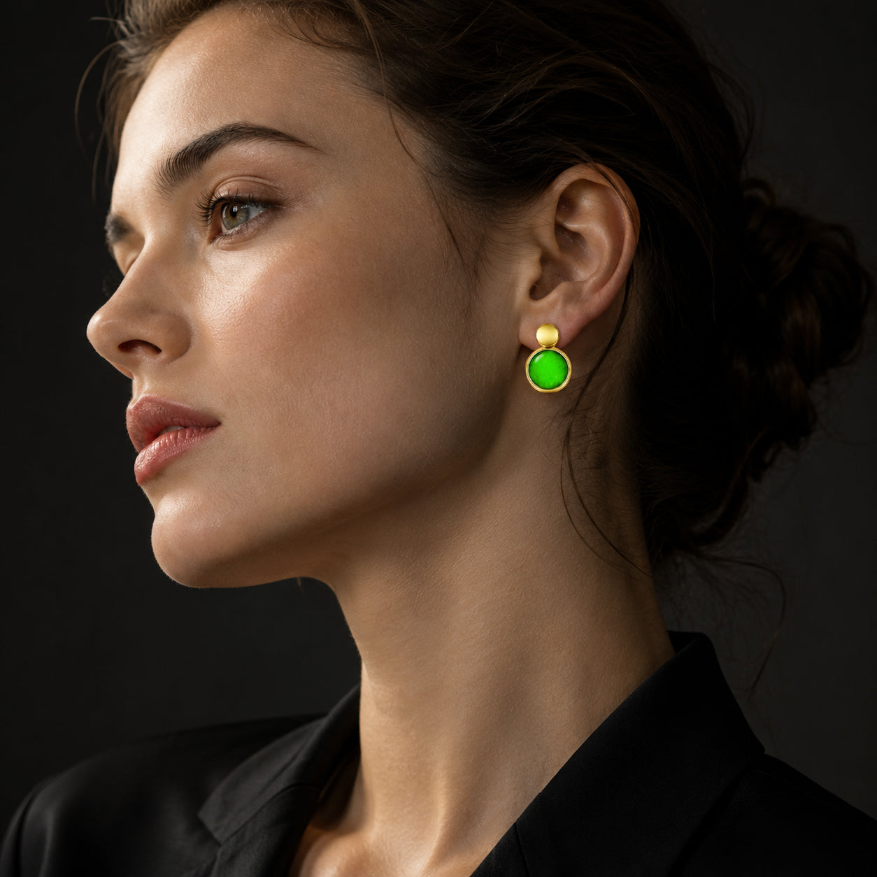 Natural Burmese Flower Green Jadeite Earrings for Women