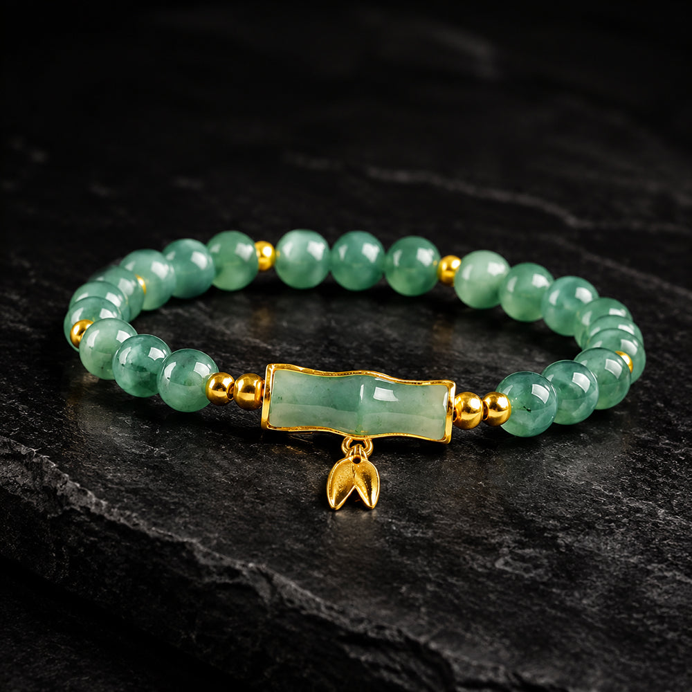 Blue Green Jade Bamboo Bracelet