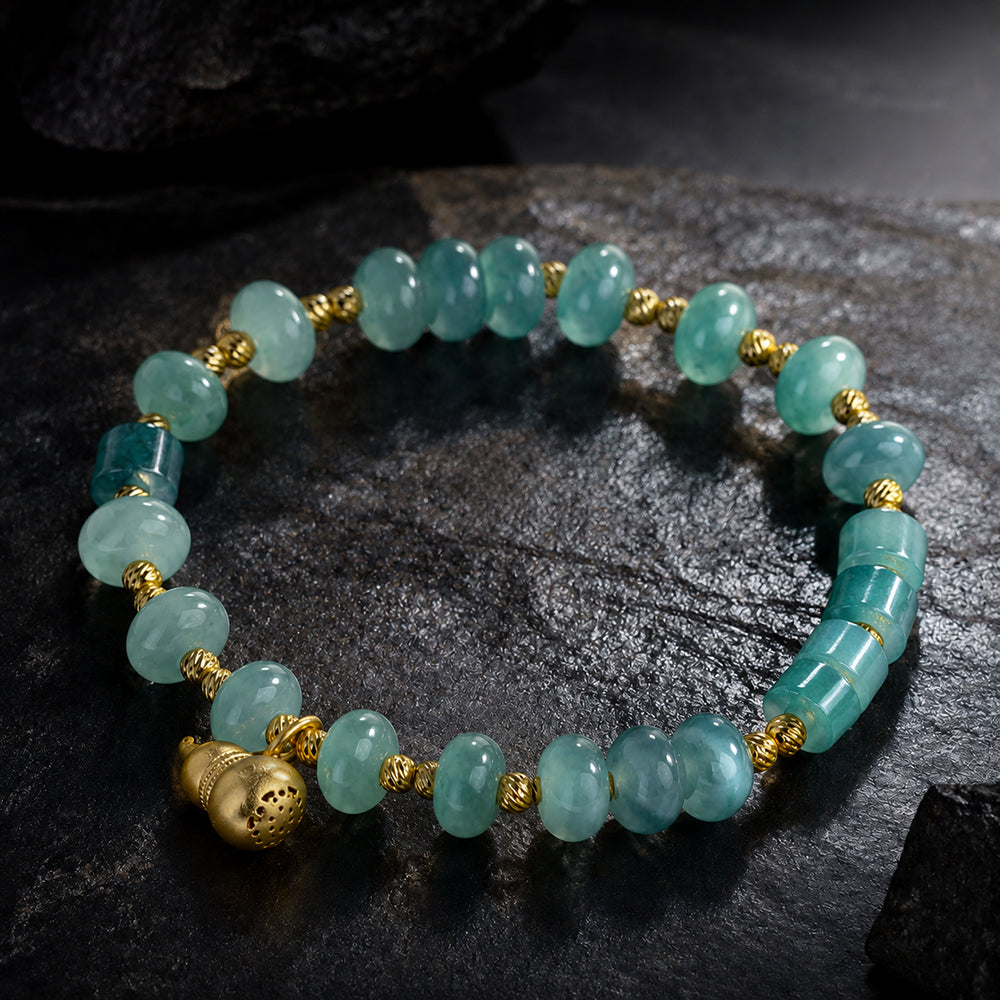 Blue Green Jade Hulu Abacus Bead Bracelet