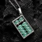 Natural Blue-Green Jadeite Abacus Pendant Necklace