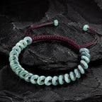 Handwoven Blue Jadeite Peace Buckle Bracelet