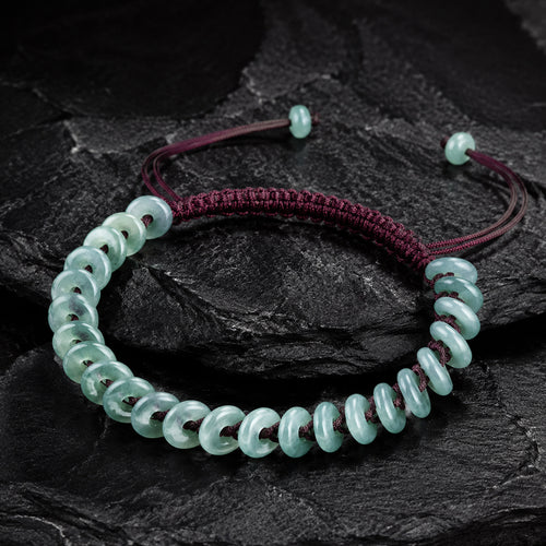 Geflochtenes Ping-An-Kou-Armband aus blaugrünem Jadeit