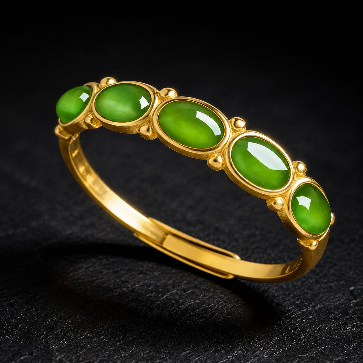Green Jadeite Cabochon Ring for Women