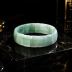 Green White Jadeite Fortune Plaque Bracelet