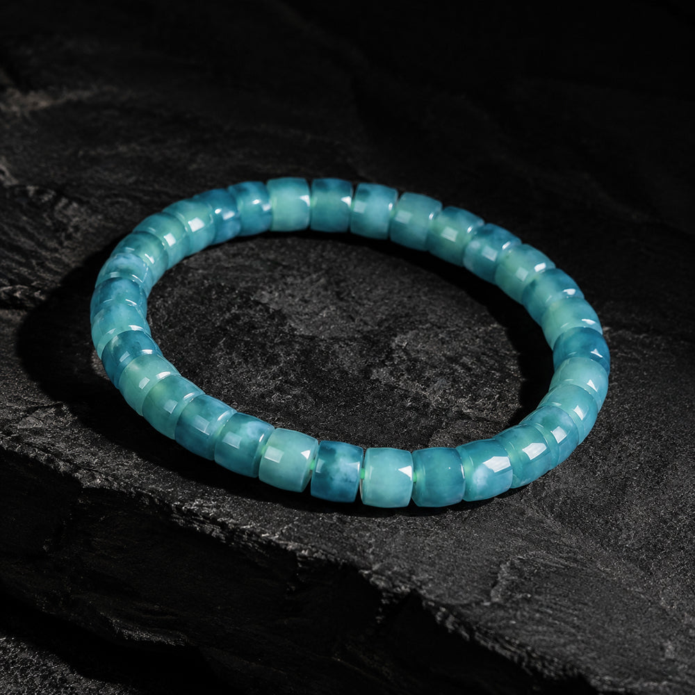 Blue Green Jade Abacus Bead Bracelet