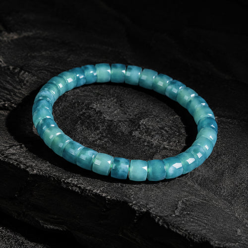 Blue Green Jade Abacus Bead Bracelet