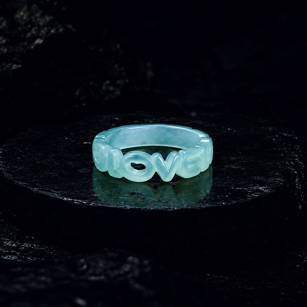 Icy Pale Green Jadeite Heart Ring for Women