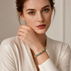 Unisex Blue Green Jadeite Bracelet with Gold Accents