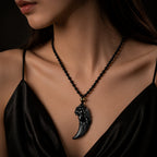 Natural Black Jadeite Dragon Fang Pendant Necklace for Men