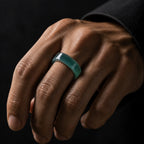 Natural Blue-Green Jadeite Ring for Men – Solid Wide Jade Band