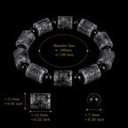 Natural Black Jadeite Carved Barrel Bead Bracelet for Men