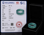 Natural Blue-Green Jadeite Ring for Men – Solid Wide Jade Band