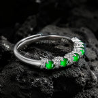 Natural Green Jadeite Eternity Band Ring S925 Silver – Adjustable Multi Stone Jade Ring