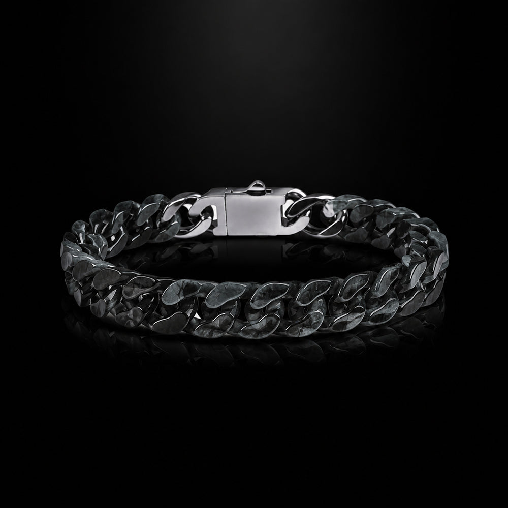 Natural Black Jadeite Cuban Link Bracelet Luxury Jade Chain for Men