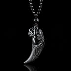 Natural Black Jadeite Dragon Fang Pendant Necklace for Men
