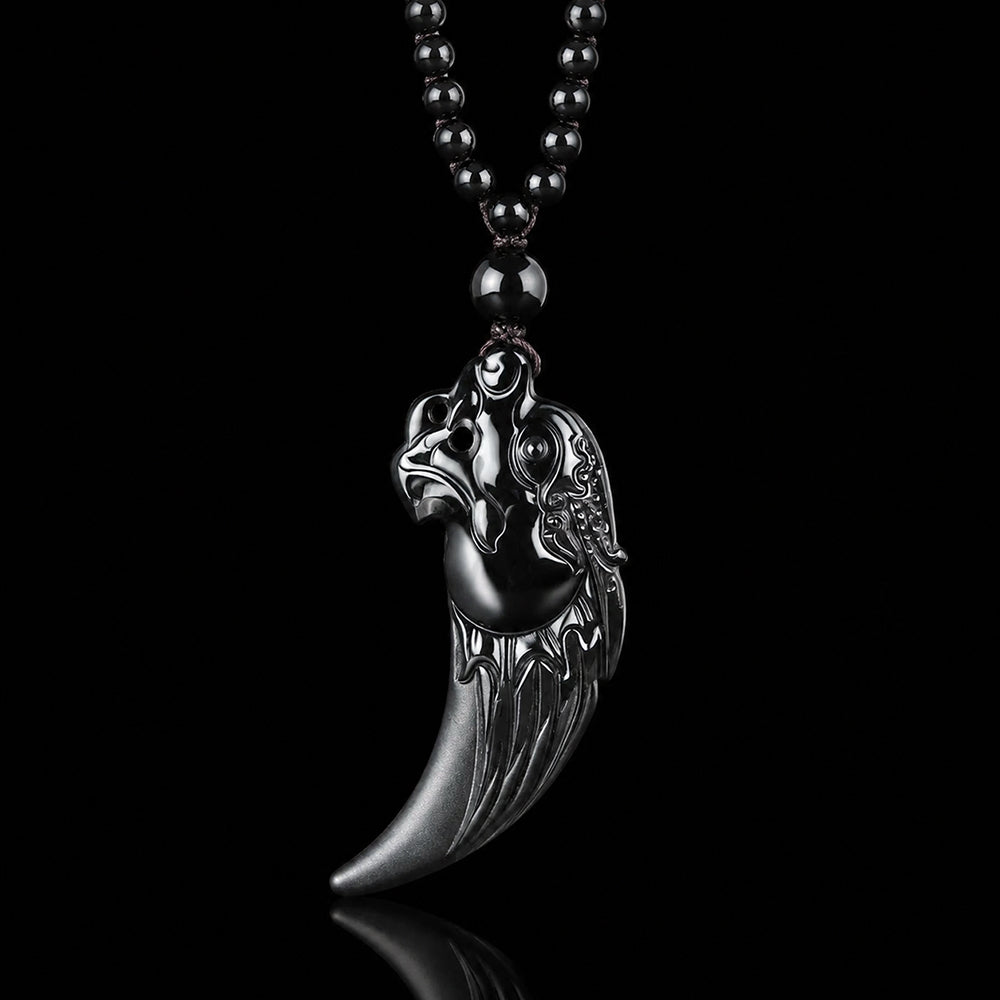 Natural Black Jadeite Dragon Fang Pendant Necklace for Men