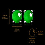 Natural Green Jadeite Oval Stud Earrings S925 Silver