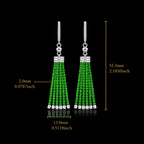 Natural Green Jadeite Tassel Earrings in S925 Silver for Women