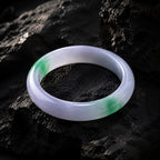 Natural Burmese Lavender Green Jadeite Bangle Bracelet 57mm Icy Purple Green Jade