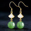 S925 Natural Green Jade Bead Drop Earrings – Real Jade Jewelry for Harmony & Elegance