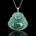Natural Burmese Jadeite Maitreya Buddha Pendant Necklace – S925 Silver
