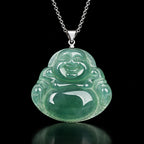 Natural Burmese Jadeite Maitreya Buddha Pendant Necklace – S925 Silver