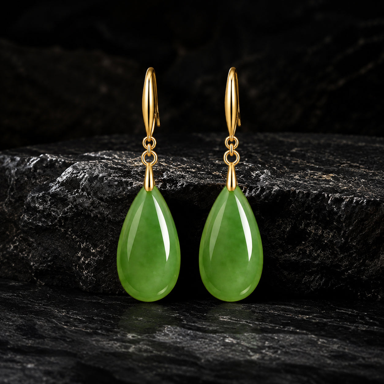 Green Jade Teardrop Drop Earrings – Natural Jade Jewelry for Elegance & Harmony