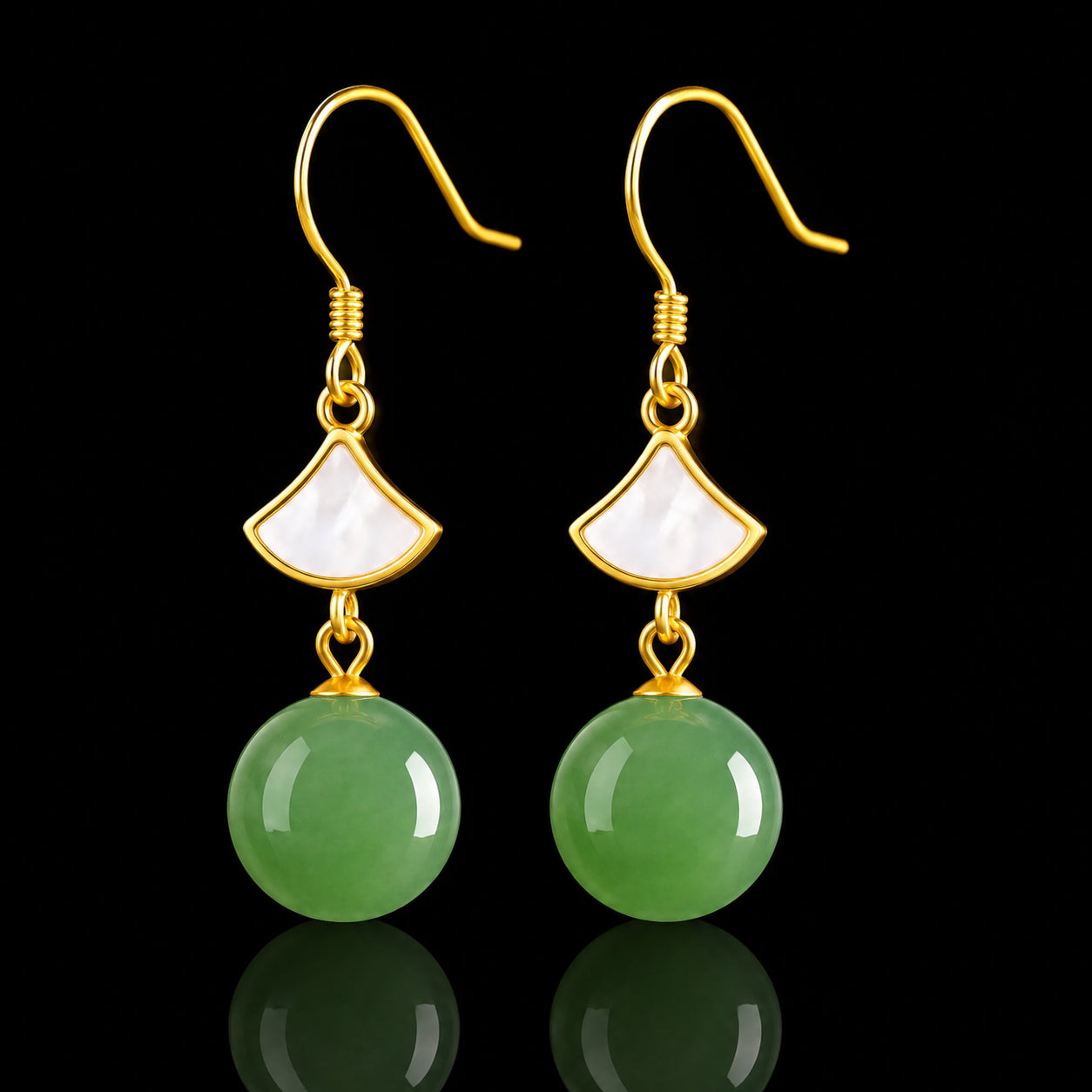 S925 Natural Green Jade Bead Drop Earrings – Real Jade Jewelry for Harmony & Elegance