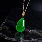 Green Jade Teardrop Pendant Necklace