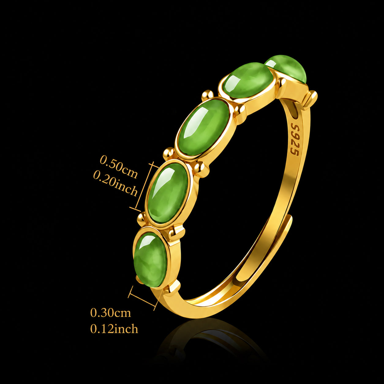 Green Jadeite Cabochon Ring for Women