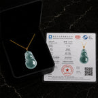 Natural Jade Hulu Pendant Necklace with 18K Gold Clasp