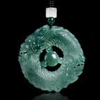 Unisex carved jade necklace with symbolic dragon design