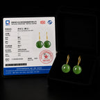Natural Spinach Green Jade Bead Drop Earrings