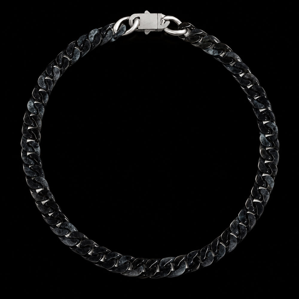 Natural Black-Gray Jadeite Cuban Link Necklace