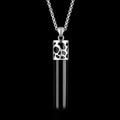 Natural Black Jade Column Pendant Necklace S925 Silver Jewelry