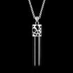 Natural Black Jade Column Pendant Necklace S925 Silver Jewelry