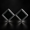Natural Black Jadeite Square Stud Earrings in Sterling Silver