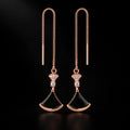 Natural Black Jadeite Threader Earrings in S925 Sterling Silver