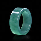 Natural Blue-Green Jadeite Ring for Men – Solid Wide Jade Band