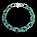 Pulsera cubana de jadeíta azul con motivo de cruz