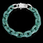 Pulsera cubana de jadeíta azul con motivo de cruz