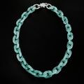Collar de cadena cubana de jadeíta azul con motivo de cruz