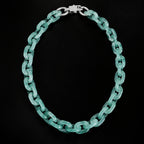 Collar de cadena cubana de jadeíta azul con motivo de cruz