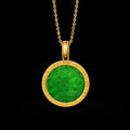 Natural Green Jadeite Ping An Wu Shi Pendant Necklace S925 Silver
