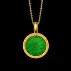Natural Green Jadeite Ping An Wu Shi Pendant Necklace S925 Silver