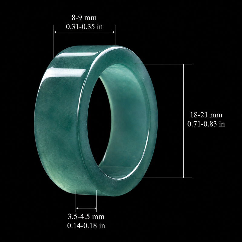 Natural Blue-Green Jadeite Ring for Men – Solid Wide Jade Band